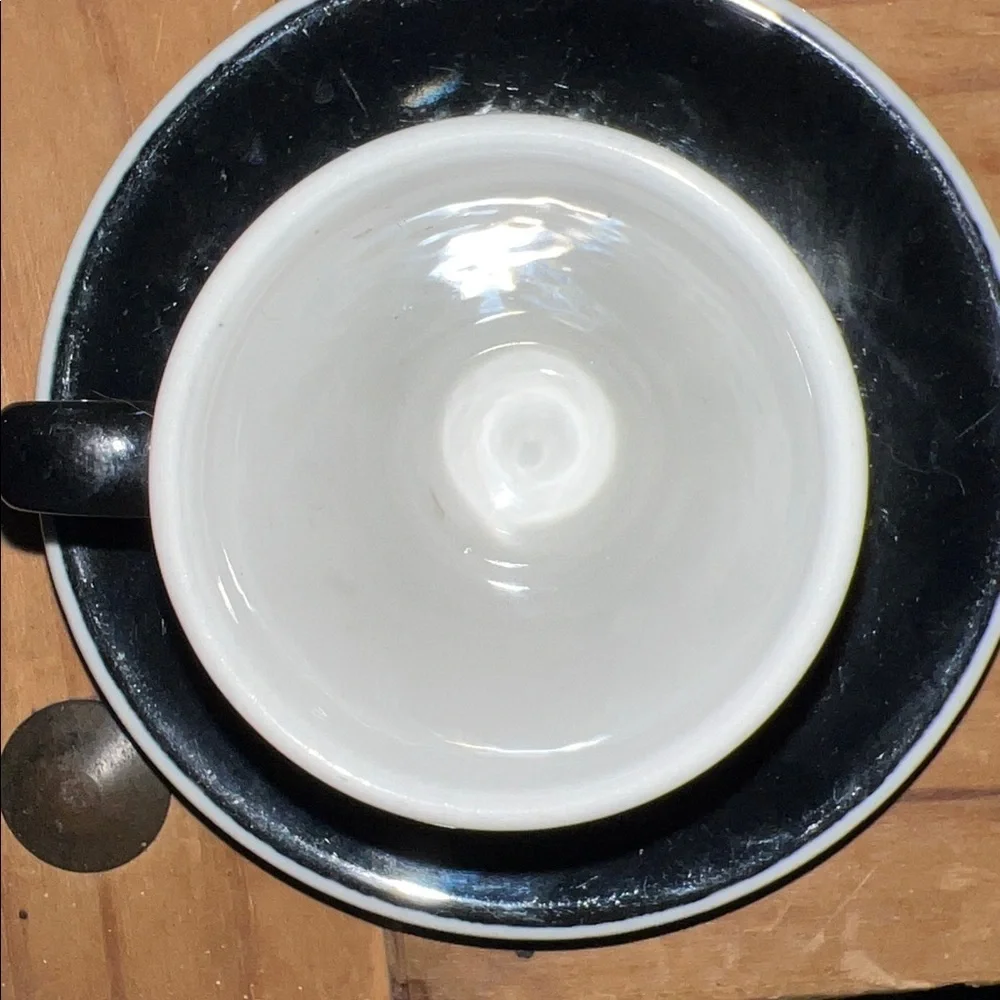 Florio Black Espresso Cups and Saucers Set of 2